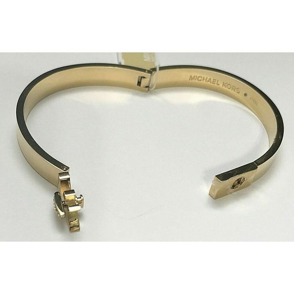 Michael Kors MKJ7697710 Gold Tone Bangle Bracelet Pavé MK Logo $125+ - Picture 5 of 5